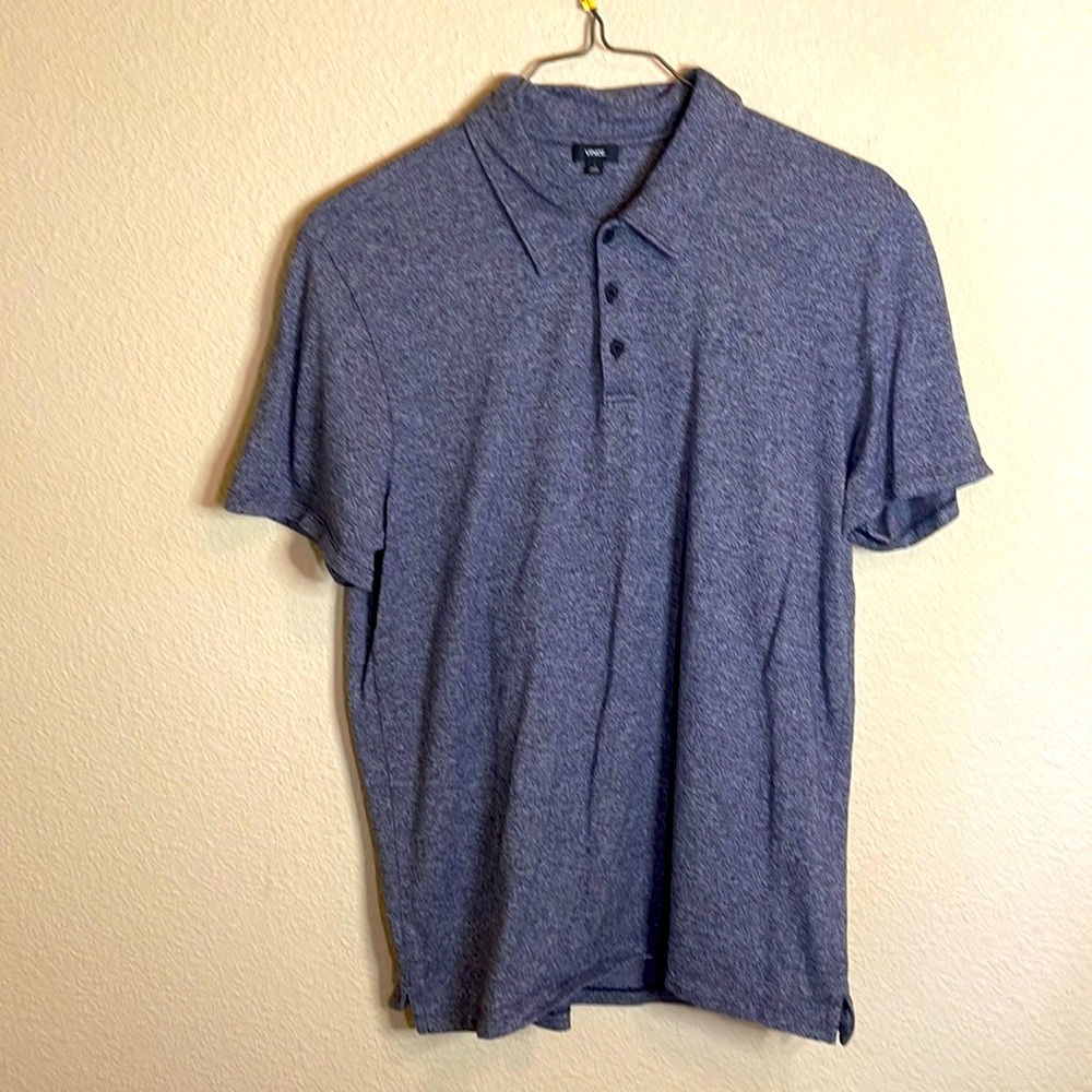 Vince Sz. L polo shirt; heathered gray/navy blue